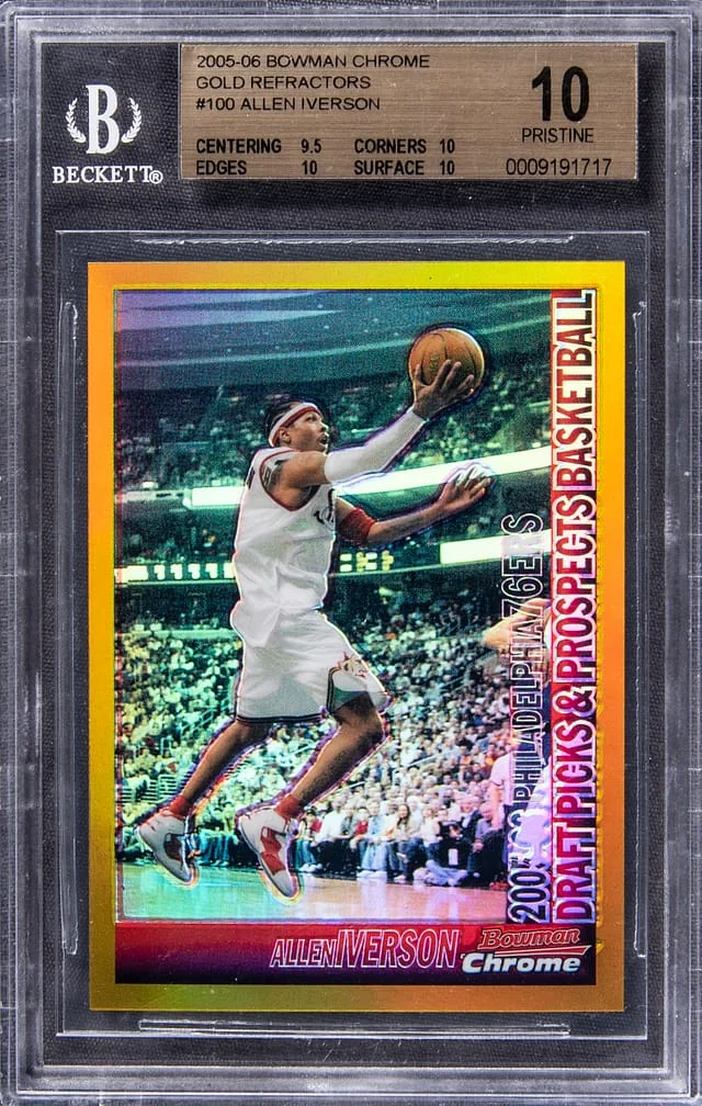 2005-06 Bowman Chrome Allen Iverson Gold Refractor #100 card image