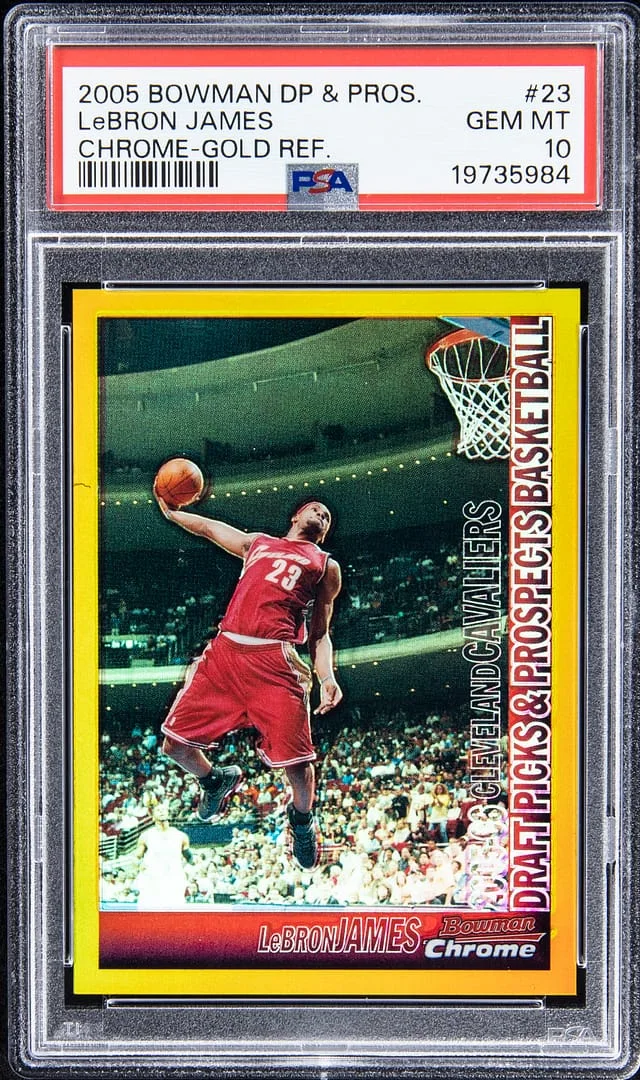 2005-06 Bowman Draft Picks LeBron James Chrome Prospect Chrome Gold Refractor #23 card image