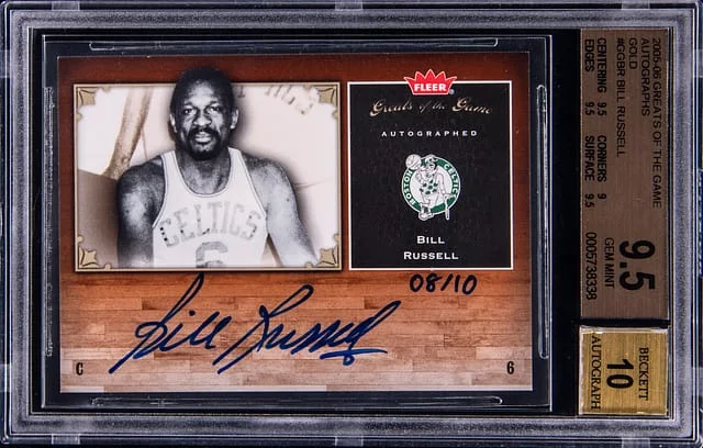 2005-06 Fleer Greats of the Game Bill Russell Autographs Gold #GG-BR card image