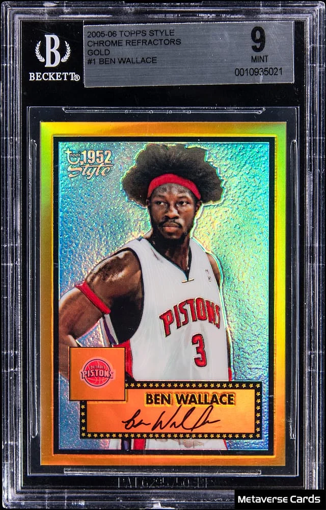 2005-06 Topps Ben Wallace 1952 Style Chrome Refractors Gold #1 card image