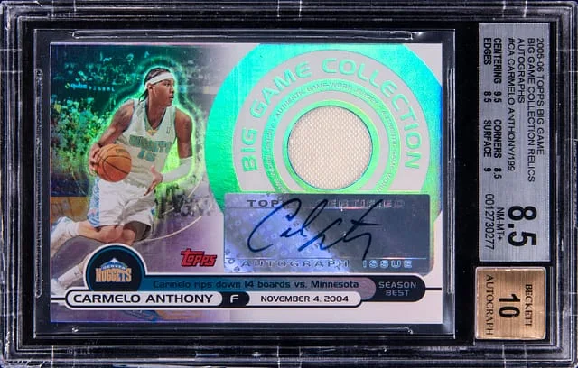 2005-06 Topps Big Carmelo Anthony Game Collection Relics Autographs #BGA-CA card image