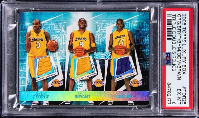 2005-06 Topps Bryant/George/Bynum/Odom/Brown Luxury Box Triple Double 5 Relics #TDR-25 card image