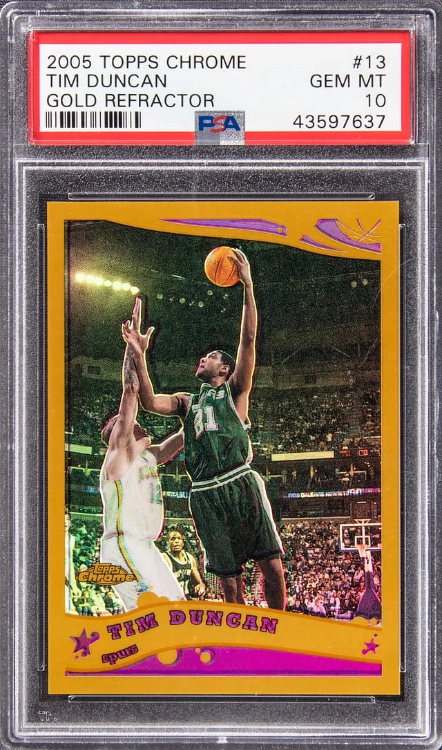 2005-06 Topps Chrome Tim Duncan Gold Refractor #13 card image
