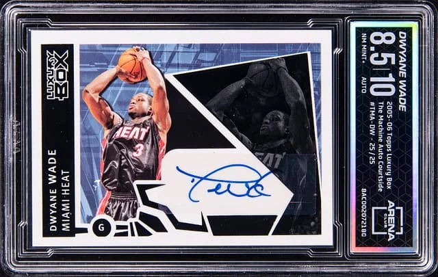 2005-06 Topps Dwyane Wade - AC NM-MT+ 8.5, AC 10 Luxury Box THe Machine Autograph Courtside #TMA-DW card image
