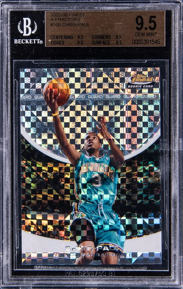 2005-06 Topps Finest Chris Paul Green X-Fractor #106 card image
