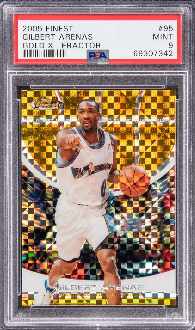 2005-06 Topps Finest Gilbert Arenas Gold X-Fractor #95 card image