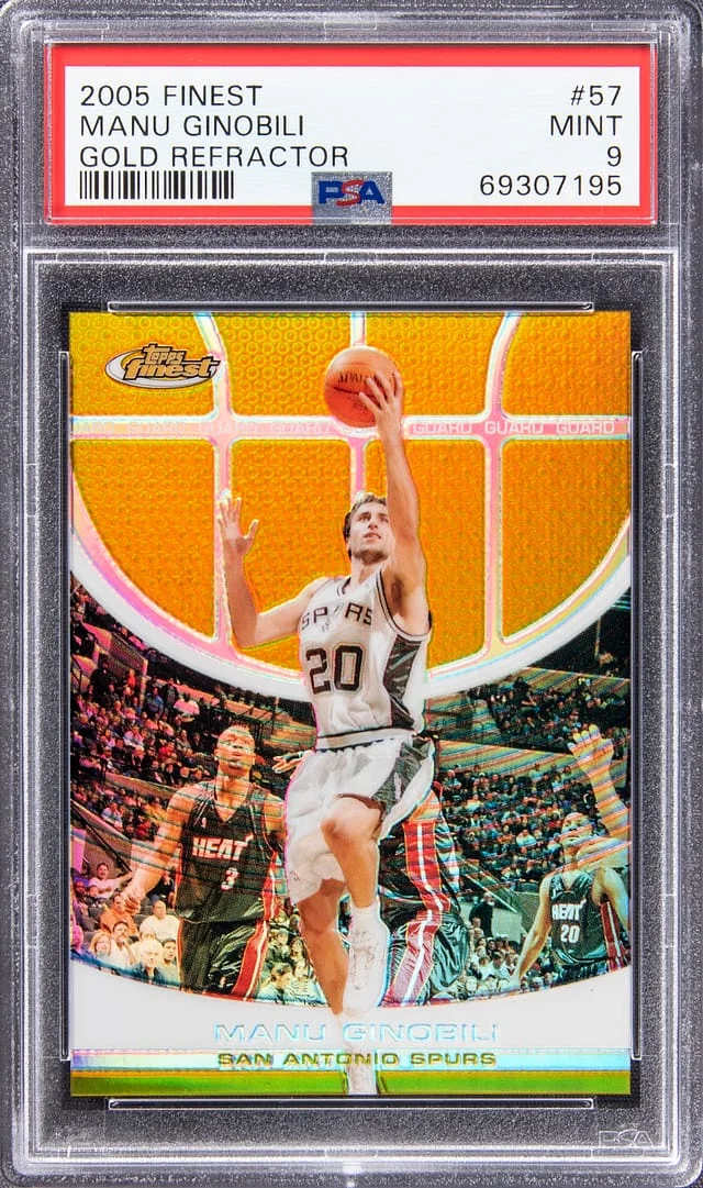 2005-06 Topps Finest Manu Ginobili Gold Refractor #57 card image