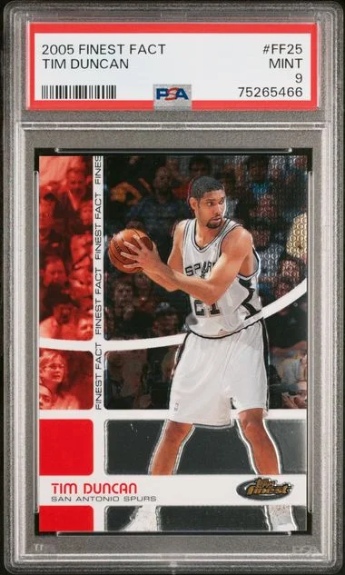 2005-06 Topps Finest Tim Duncan Fact #FF25 card image