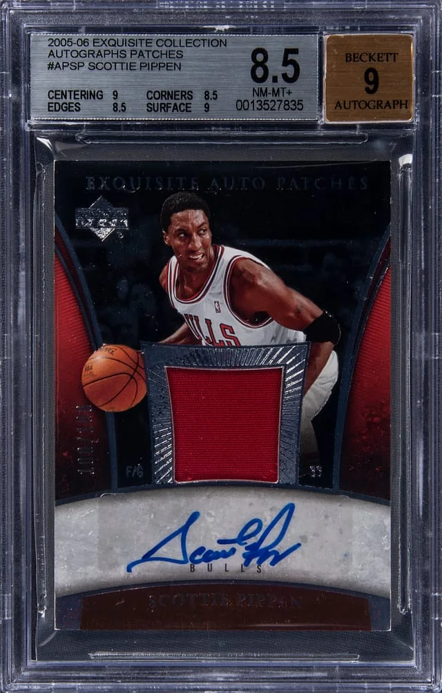 2005-06 UD Exquisite Collection Auto Patch Scottie Pippen #AP-SP card image