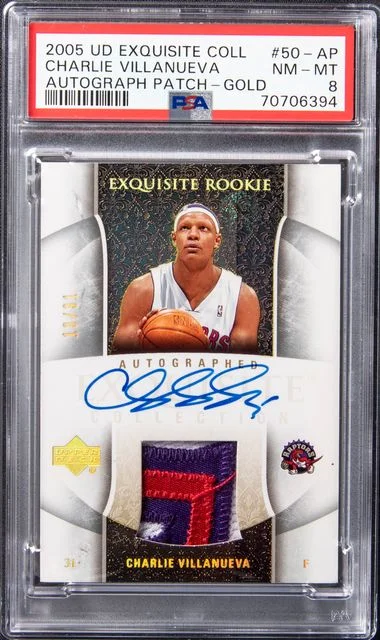 2005-06 UD Exquisite Collection Autograph Patch-Gold Charlie Villanueva #50-AP card image