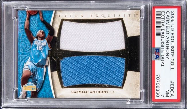 2005-06 UD Exquisite Collection Extra Exquisite Dual Carmelo Anthony Game-Used #EDCA card image