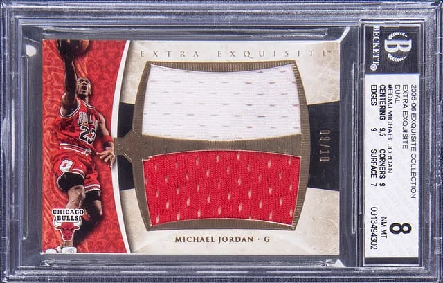 2005-06 UD Exquisite Collection Extra Exquisite Jersey Dual Michael Jordan Dual #ED-MJ card image