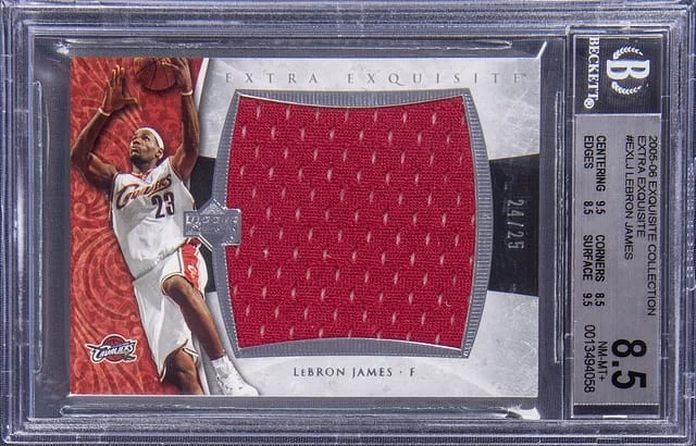 2005-06 UD Exquisite Collection Extra Exquisite Jersey LeBron James #EX-LJ card image
