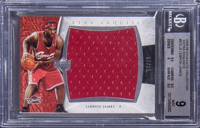 2005-06 UD Exquisite Collection Extra Exquisite Jersey LeBron James #EX-LJ2 card image