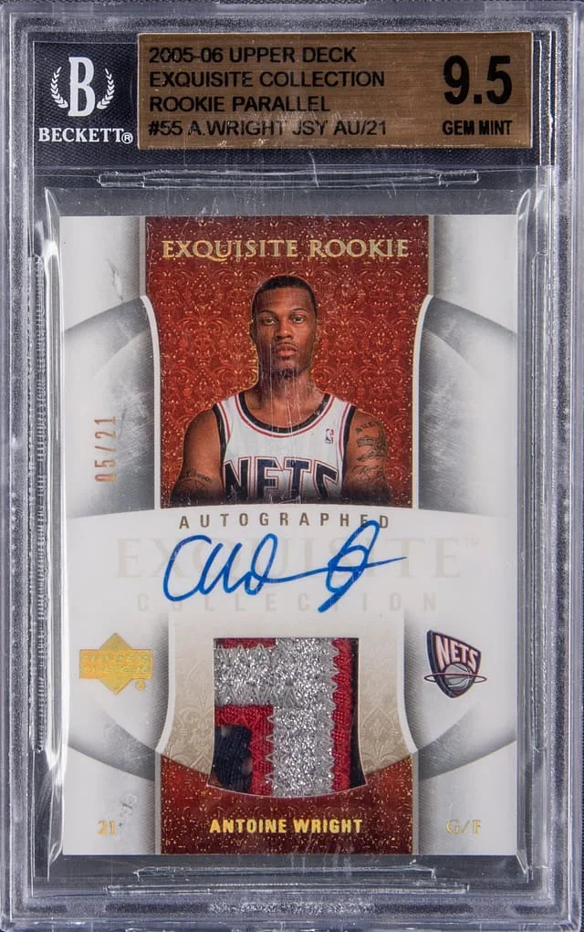 2005-06 UD Exquisite Collection Parallel Jersey Autograph (RPA) Antoine Wright #55-AP card image