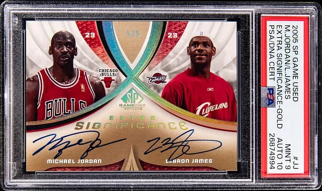 2005-06 UD SP Game Used Extra Significance Gold Michael Jordan/LeBron James #XSIG-JJ card image