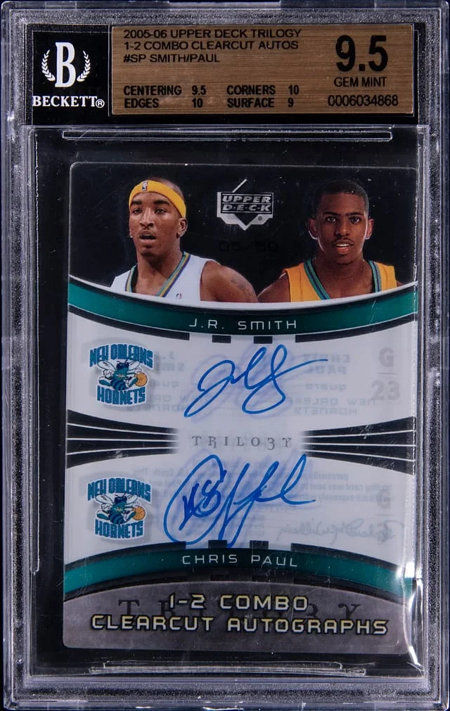 2005-06 UD Trilogy 1-2 Combo Clearcut Autographs J.R. Smith/Chris Paul #SP card image