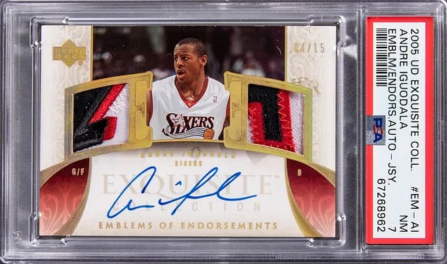 2005-06 Upper Deck Exquisite Collection Andre Iguodala Emblems of Endorsements Autograph Jersey #EM-AI card image
