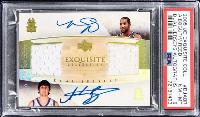2005-06 Upper Deck Exquisite Collection Andrew Bogut, Michael Redd Dual Dual Jerseys Autographs #DJABR card image