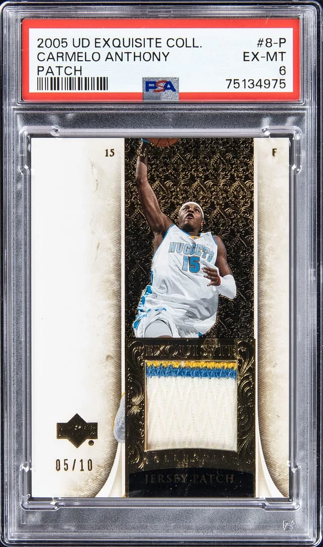 2005-06 Upper Deck Exquisite Collection Carmelo Anthony Patch #8-P card image