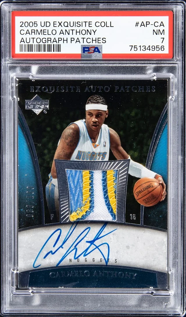 2005-06 Upper Deck Exquisite Collection Carmelo Anthony Autograph Patches #AP-CA card image