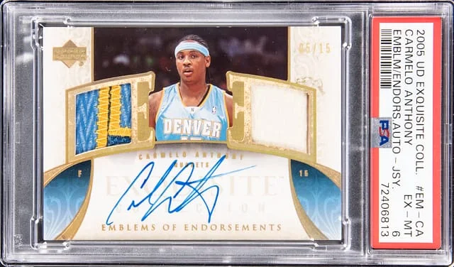 2005-06 Upper Deck Exquisite Collection Carmelo Anthony Emblems of Endorsements Autograph Jersey #EM-CA card image