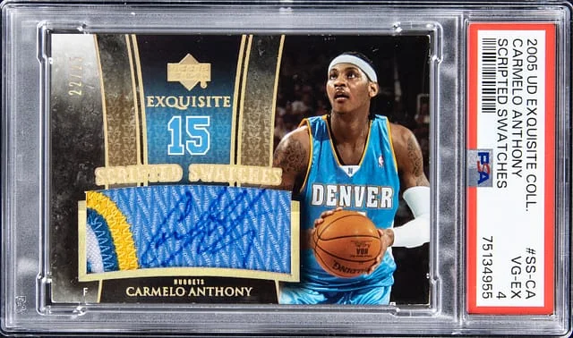 2005-06 Upper Deck Exquisite Collection Carmelo Anthony Scripted Swatches #SS-CA card image