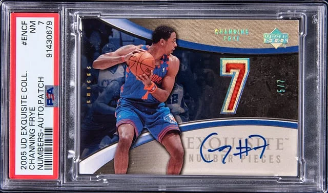 2005-06 Upper Deck Exquisite Collection Channing Frye Numbers Autograph Patch #EN-CF card image