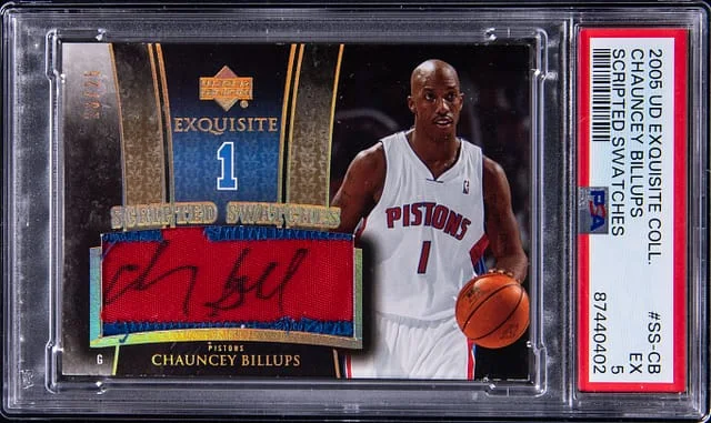 2005-06 Upper Deck Exquisite Collection Chauncey Billups Scripted Swatches #SS-CB card image