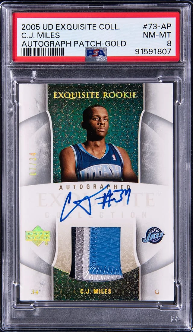 2005-06 Upper Deck Exquisite Collection C.J. Miles Autograph Patch Gold #73-AP card image