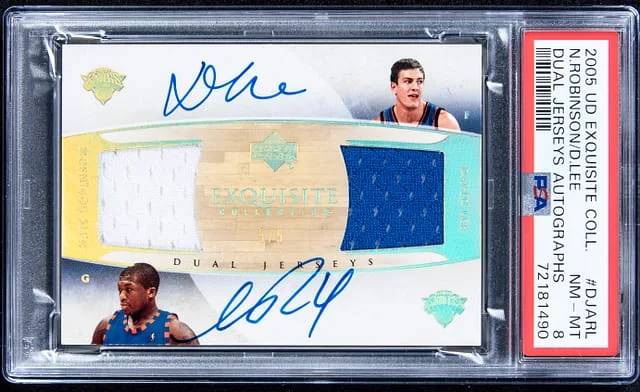 2005-06 Upper Deck Exquisite Collection David Lee, Nate Robinson Dual Dual Jerseys Autographs #DJARL card image