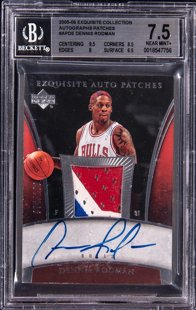 2005-06 Upper Deck Exquisite Collection Dennis Rodman Autograph Patches #AP-DE card image