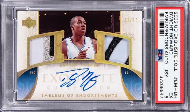 2005-06 Upper Deck Exquisite Collection Dwight Howard Emblems of Endorsements Autograph Jersey #EE-DH card image