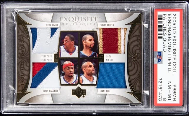 2005-06 Upper Deck Exquisite Collection Elton Brand, Carlos Boozer, Corey Maggette, Grant Hill Quad Patches Quad #BBMH card image