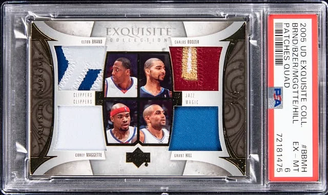 2005-06 Upper Deck Exquisite Collection Elton Brand, Corey Maggette, Carlos Boozer, Grant Hill Quad Patches Quad #BBMH card image