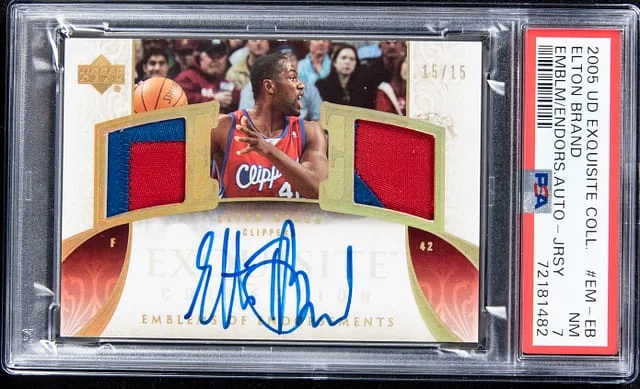 2005-06 Upper Deck Exquisite Collection Elton Brand Emblems of Endorsements - Jersey - Autograph #EM-EB card image