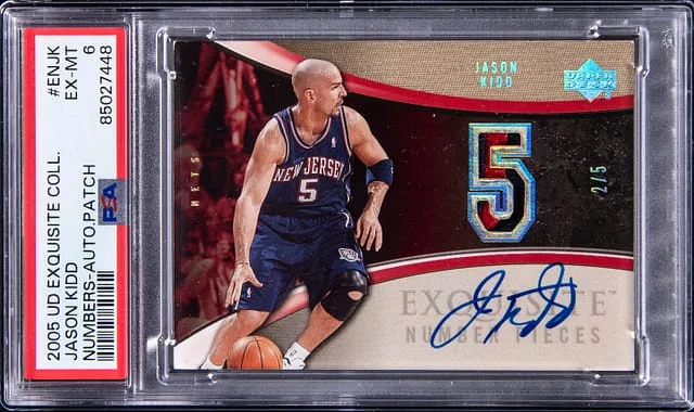 2005-06 Upper Deck Exquisite Collection Jason Kidd Numbers Autograph Patch #ENJK card image
