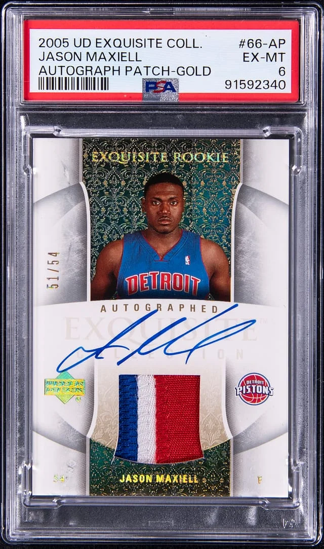 2005-06 Upper Deck Exquisite Collection Jason Maxiell Autograph Patch Gold #66-AP card image