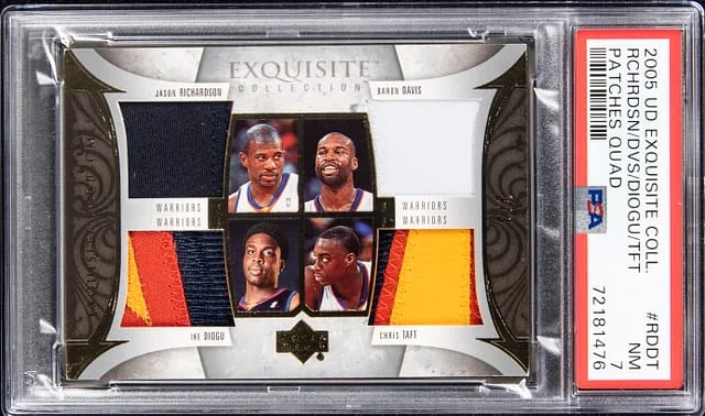 2005-06 Upper Deck Exquisite Collection Jason Richardson, Ike Diogu, Baron Davis, Chris Taft Quad Patches Quad #RDDT card image