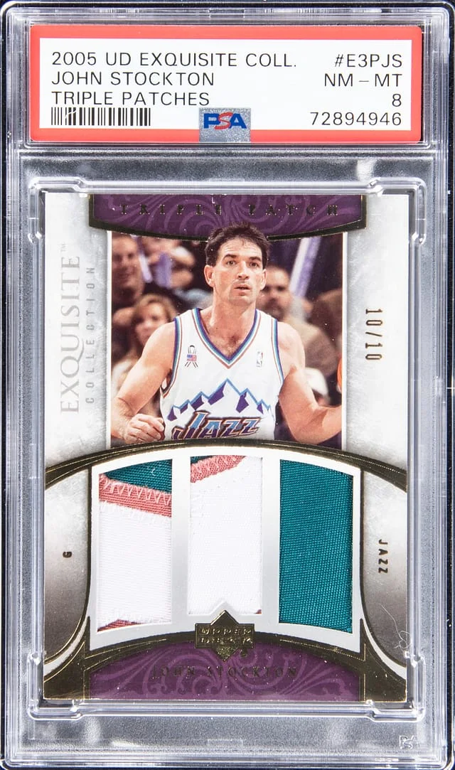 2005-06 Upper Deck Exquisite Collection John Stockton Triple Patches #E3P-JS card image