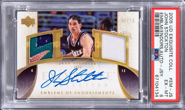 2005-06 Upper Deck Exquisite Collection John Stockton Emblem of Endorsements #EM-JS card image