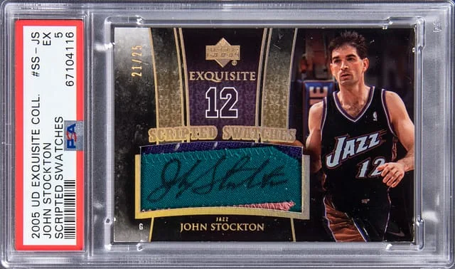 2005-06 Upper Deck Exquisite Collection John Stockton Scripted Swatches #SS-IS card image