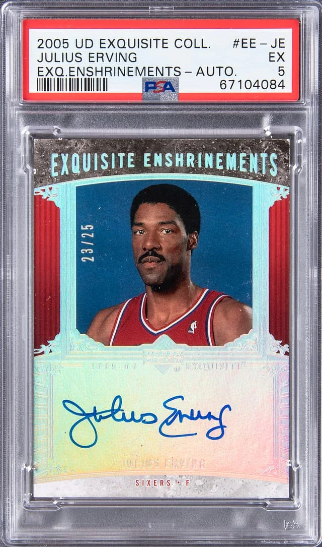 2005-06 Upper Deck Exquisite Collection Julius Erving Exquisite Enshrinements Autograph #EE-JE card image