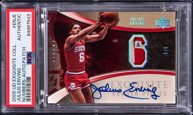 2005-06 Upper Deck Exquisite Collection Julius Erving Numbers Autograph Patch #EN-JE card image