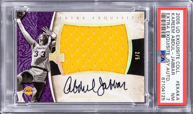 2005-06 Upper Deck Exquisite Collection Kareem Abdul-Jabbar Extra Exquisite Jersey Autograph #EXA-KA card image