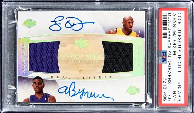 2005-06 Upper Deck Exquisite Collection Lamar Odom, Andrew Bynum Dual Dual Jerseys Autographs #DJABO card image