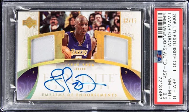 2005-06 Upper Deck Exquisite Collection Lamar Odom Emblems of Endorsements - Jersey - Autograph #EM-LO card image