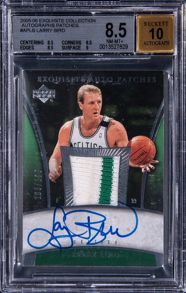 2005-06 Upper Deck Exquisite Collection Larry Bird Autographed Patch #AP-LB card image