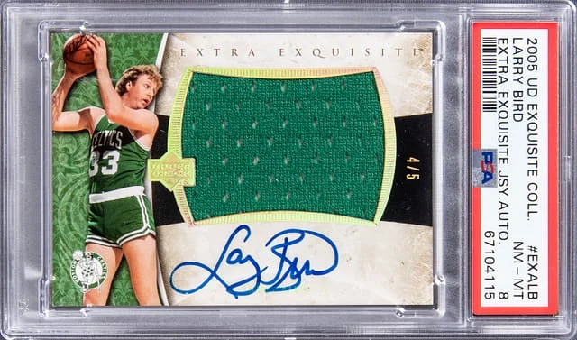 2005-06 Upper Deck Exquisite Collection Larry Bird Extra Exquisite Jersey Autograph #EXA-LB card image