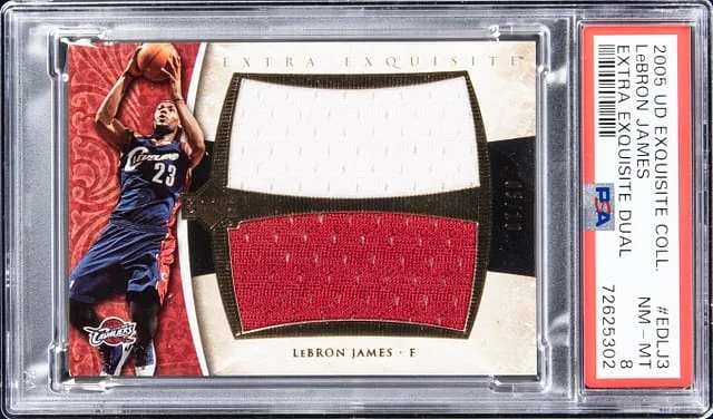 2005-06 Upper Deck Exquisite Collection LeBron James Extra Exquisite Dual Jersey #ED-LJ3 card image